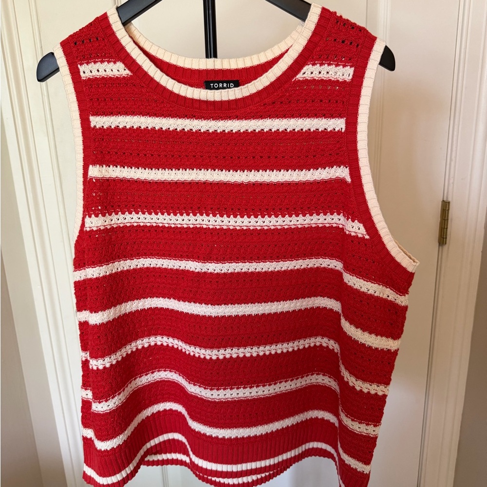 Torrid Red & White Striped Knit Tank